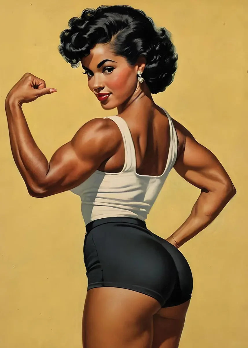 Bodybuilder Woman Canvas Painting Wall Art Female Exercise Weightlifting Poster Gym Room Home Decor Vintage Gifts for Girls