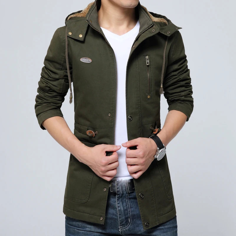 Winter Men's Thermal Padded Jackets Fashion Men Fleece Warm Hooded Coats Casual Men Army Tactical Hiking Jackets Brand Clothing