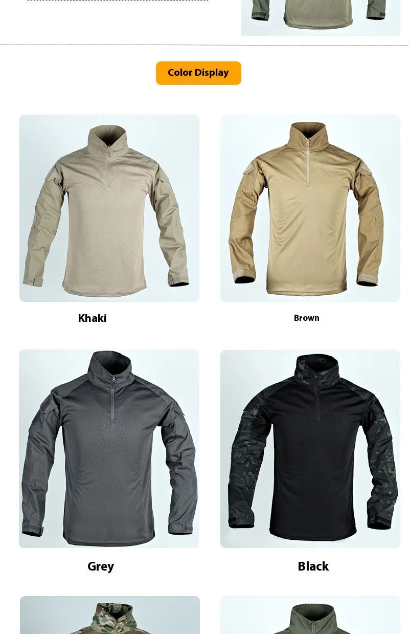 Army Outdoors T Shirt Long Sleeve Combat Shirt Tactical Clothing BreathableTraining Hunting Clothes Hiking Shirt Work Wear Men