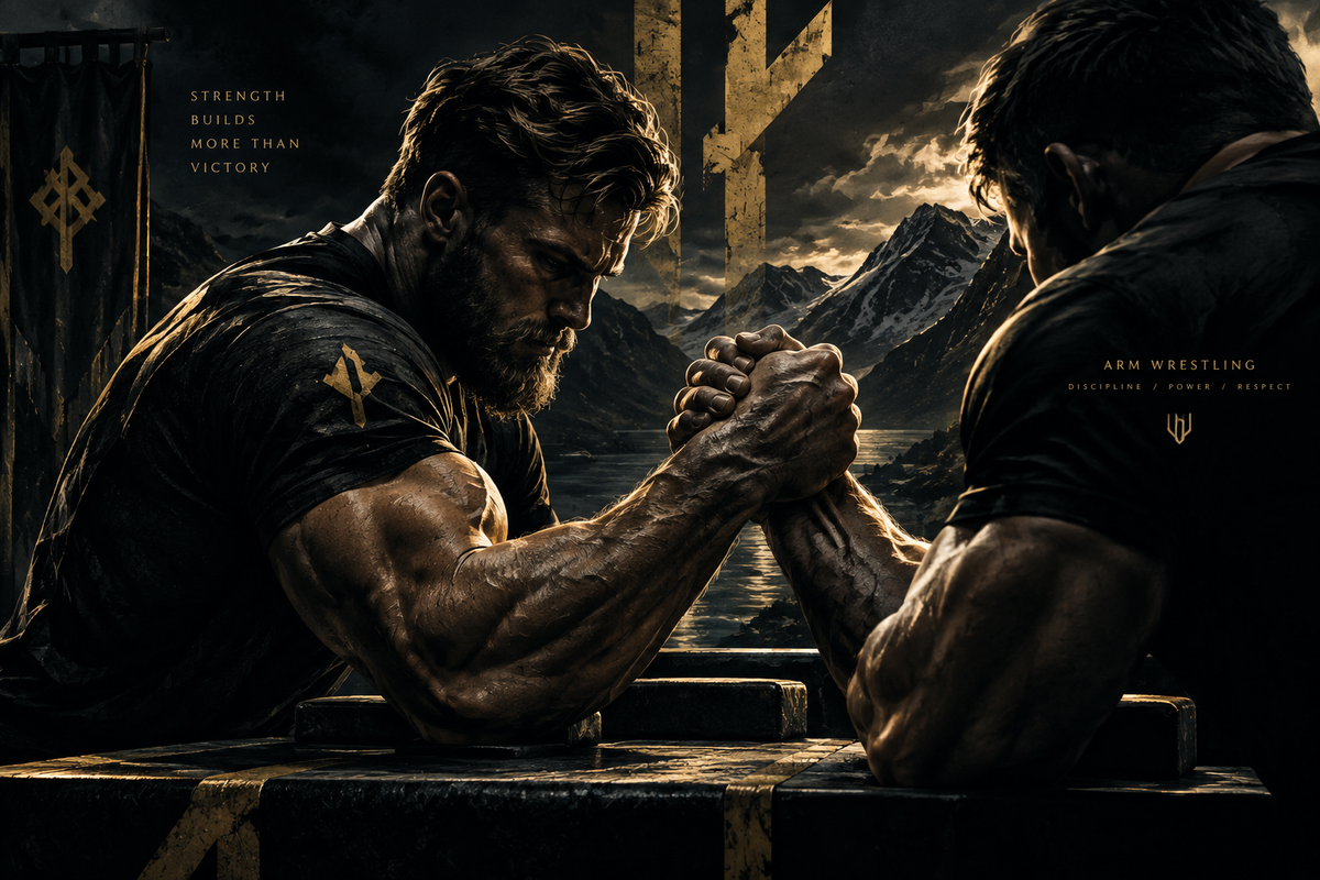 Arm wrestling legend illustration